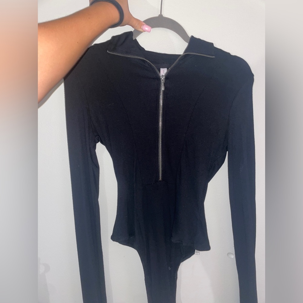 Urban Outfitters black zip up body suit
